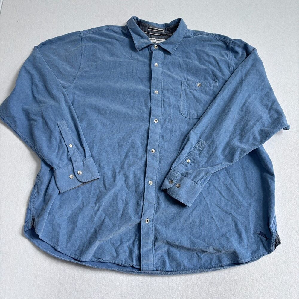 Tommy Bahama Coastline Cord Button Down Shirt Men 3XLT Blue Long Sleeve Corduroy